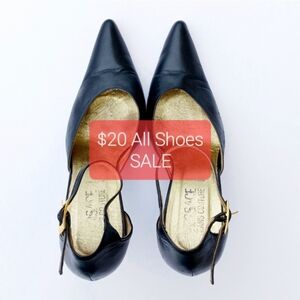 VERSACE JEANS COUTURE 3.5" HEELS size 8.5 ankle strap gold buckle leather